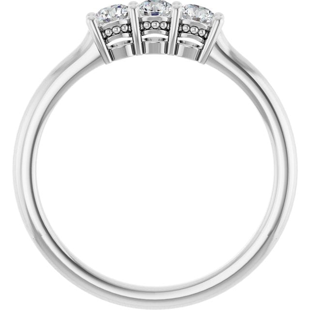 14K White Gold Round 3 Mm Polished 1/3 Ctw Natural Diamond Anniversary Band, Size 7