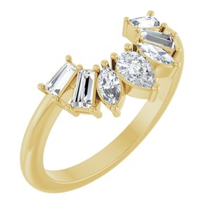14K Yellow Gold Pear 4.5 X 3 Mm 1/2 Ctw Natural Diamond Contour Band Size 7