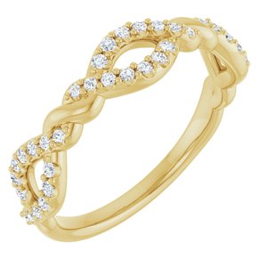 14K Yellow Gold Round Polished 1/5 Ctw Natural Diamond Twisted Anniversary Band Size 7