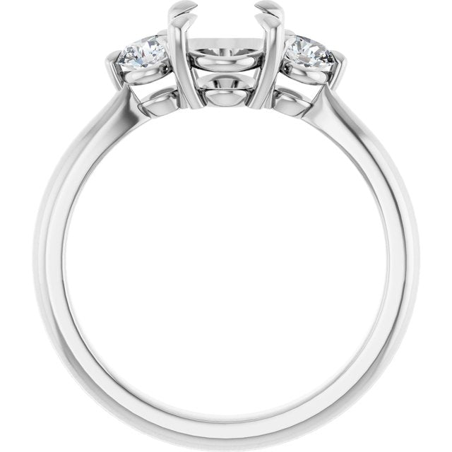 14K White Gold Oval 8 X 6 Mm Polished 1/3 Ctw Natural Diamond Semi-Set Engagement Ring, Size 7