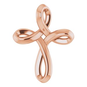 14K Rose Gold 13.35 X 10.42 Mm Polished Youth Cross Pendant