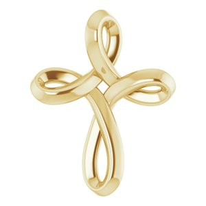 14K Yellow Gold 13.35 X 10.42 Mm Polished Youth Cross Pendant