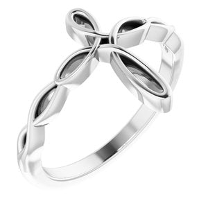 Sterling Silver Polished Cross Ring Size 7