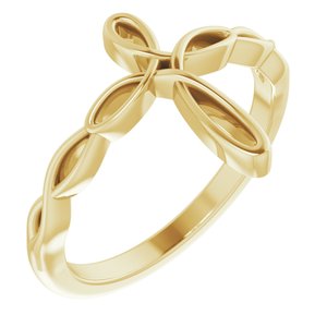14K Yellow Gold Polished Cross Ring Size 7