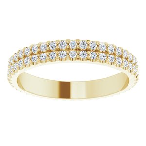 14K Yellow Gold Round 1.3 Mm Gh Si2-Si3 3/4 Ctw Natural Diamond Double Row Eternity Band Size 6
