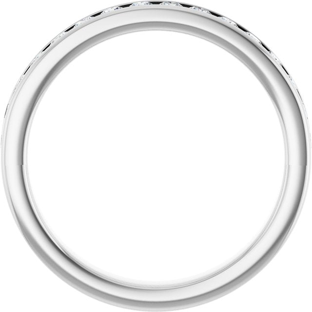 14K White Gold Round 2 Mm Vs, F+ Polished 1/2 Ctw Lab-Grown Diamond Anniversary Band, Size 7