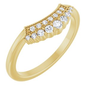 14K Yellow Gold Round 2 Mm 1/6 Ctw Natural Diamond Contour Band Size 7