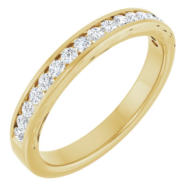 14K Yellow Gold Round 1.7 Mm Si1, G-H Polished 1/4 Ctw Natural Diamond Anniversary Band, Size 7