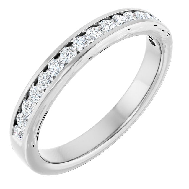 14K White Gold Round 1.7 Mm Si2-Si3, G-I Polished 1/4 Ctw Lab-Grown Diamond Anniversary Band, Size 7