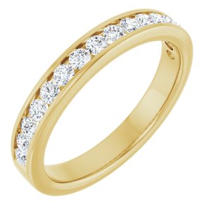14K Yellow Gold Round 2 Mm F+ Vs 1/2 Ctw Lab-Grown Diamond Anniversary Band Size 7