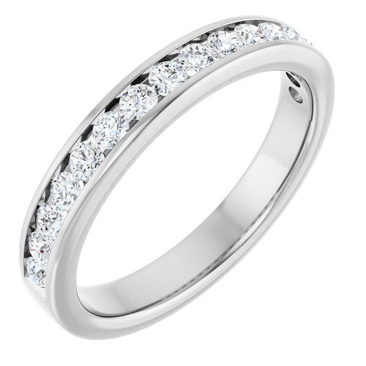 14K White Gold Round 2 Mm Vs, F+ Polished 1/2 Ctw Lab-Grown Diamond Anniversary Band, Size 7