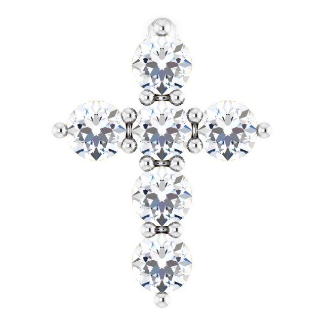 14K Yellow Or White Gold Round Si1-Si2, G-H Polished Lab-Grown Diamond Cross Pendant