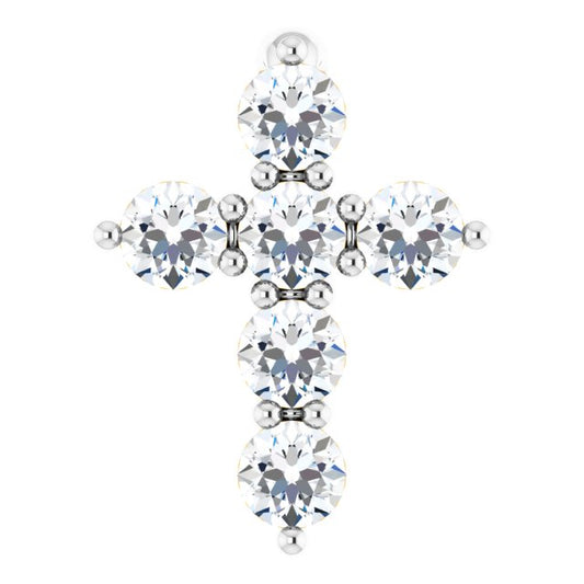 14K Yellow Or White Gold Round Si1-Si2, G-H Polished Lab-Grown Diamond Cross Pendant
