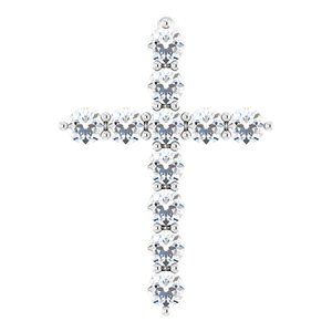 14K White Gold Round Si1-Si2, G-H Polished Lab-Grown Diamond Cross Pendant