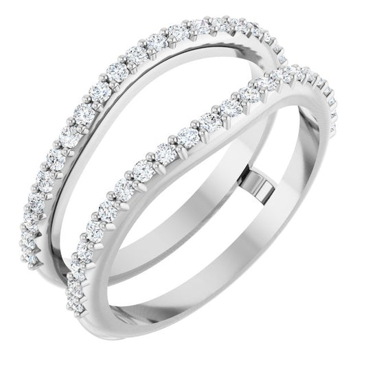 14K White Gold Round 1.2 Mm Polished 1/3 Ctw Lab-Grown Diamond Ring Guard, Size 6