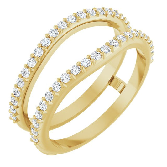 14K Yellow Gold Round 1.2 Mm Polished 1/4 Ctw Natural Diamond Ring Guard, Size 6