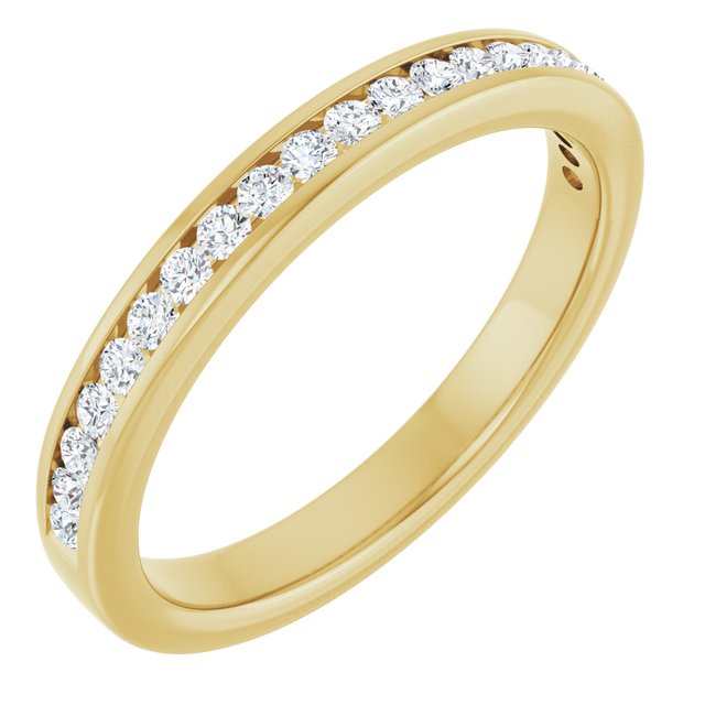 14K Yellow Gold Round 1.7 Mm Si1, G-H Polished 1/4 Ctw Natural Diamond Anniversary Band, Size 7