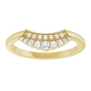 14K Yellow Gold Round 2 Mm 1/6 Ctw Natural Diamond Contour Band Size 7