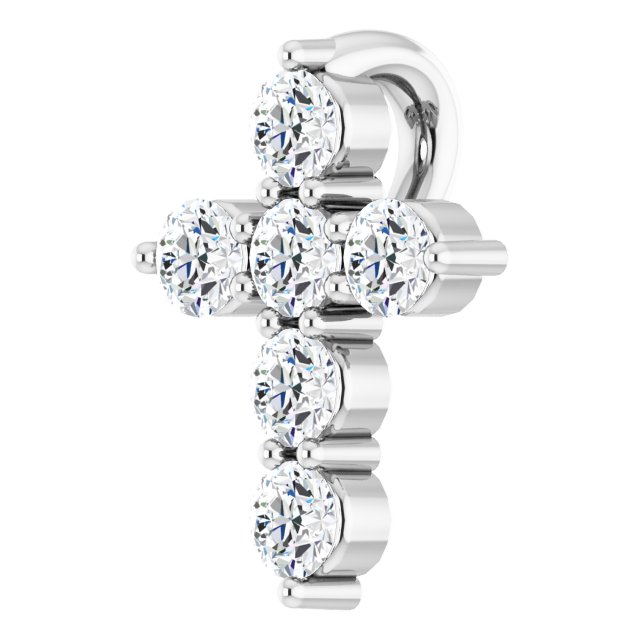 14K Yellow Or White Gold Round Si1-Si2, G-H Polished Lab-Grown Diamond Cross Pendant