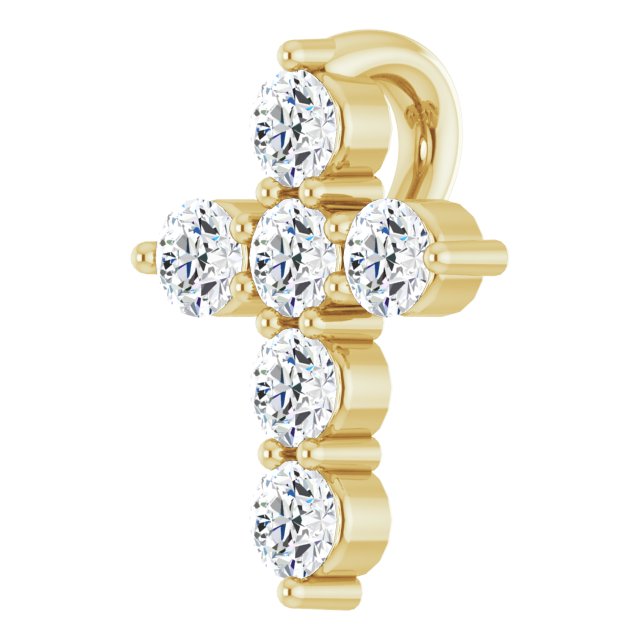 14K Yellow Or White Gold Round Si1-Si2, G-H Polished Lab-Grown Diamond Cross Pendant