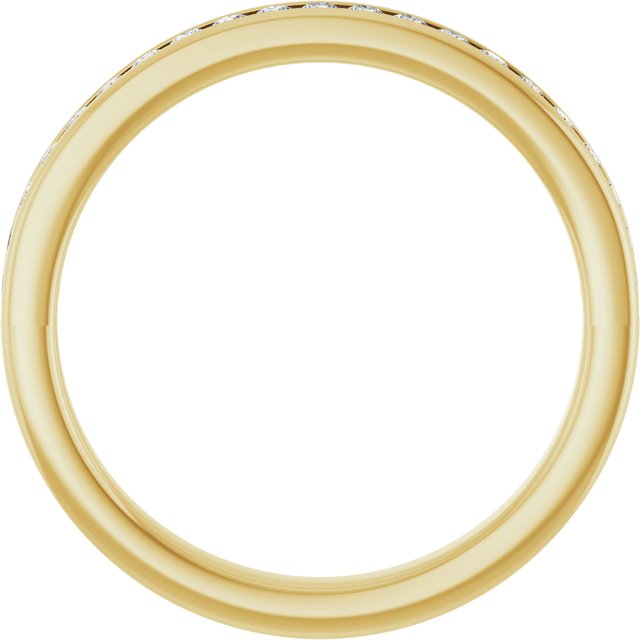 14K Yellow Gold Round 1.7 Mm Si1, G-H Polished 1/4 Ctw Natural Diamond Anniversary Band, Size 7