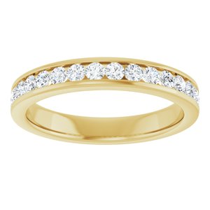 14K Yellow Gold Round 2 Mm F+ Vs 1/2 Ctw Lab-Grown Diamond Anniversary Band Size 7