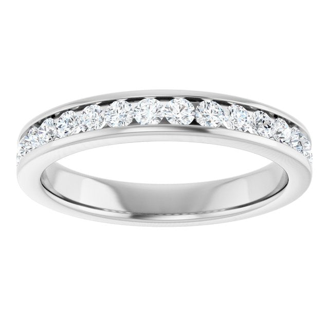 14K White Gold Round 2 Mm Vs, F+ Polished 1/2 Ctw Lab-Grown Diamond Anniversary Band, Size 7