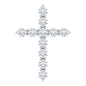 14K White Gold Round Si1-Si2, G-H Polished Lab-Grown Diamond Cross Pendant
