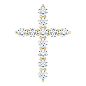 14K Yellow Gold Round Si1-Si2, G-H Polished Lab-Grown Diamond Cross Pendant