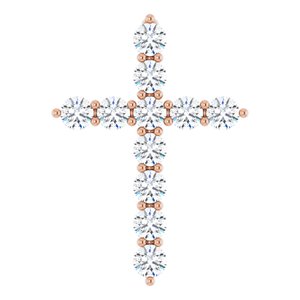 14K Rose Gold Round 17.8 X 12.9 Mm 2.2Mm G-H Si1-Si2 3/8 Ctw Lab-Grown Diamond Cross Pendant