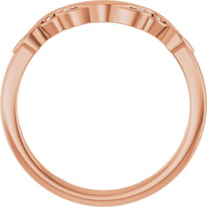 14K Rose Gold Round 1 Mm Polished .03 Ctw Natural Diamond Matching Band Size 7