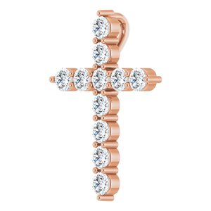 14K Rose Gold Round 17.8 X 12.9 Mm 2.2Mm G-H Si1-Si2 3/8 Ctw Lab-Grown Diamond Cross Pendant