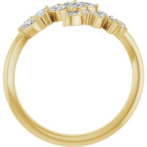 14K Yellow Gold Ghi Si1-Si2 1/2 Ctw Lab Grown Diamond Bypass Ring Size 7