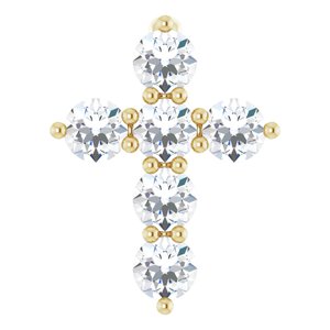 14K Yellow Gold Round Si1-Si2, G-H Polished Lab-Grown Diamond Cross Pendant
