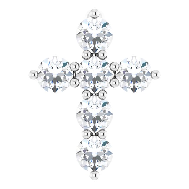 14K Yellow Or White Gold Round Si1-Si2, G-H Polished Lab-Grown Diamond Cross Pendant