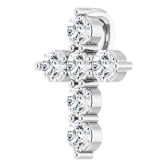 14K Yellow Or White Gold Round Si1-Si2, G-H Polished Lab-Grown Diamond Cross Pendant