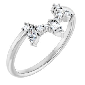 Platinum Polished 1/5 Ctw Natural Diamond Contour Band Size 7
