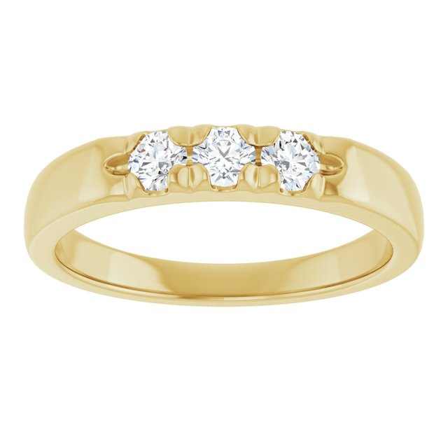 14K Yellow Gold Round 3.1 Mm Polished 1/3 Ctw Lab-Grown Diamond Anniversary Band, Size 7