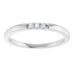 14K White Gold Round 1.5 Mm Polished .04 Ctw Natural Diamond Anniversary Band Size 7