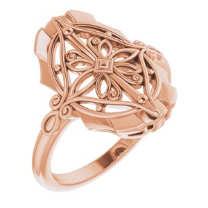 14K Rose Gold Polished Vintage-Inspired Ring Size 7