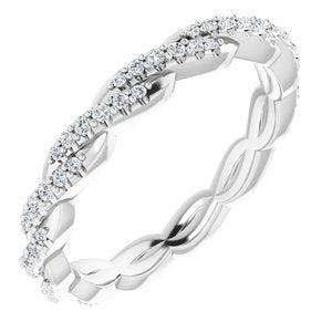 14K White Gold Round 1.7 Mm Gh Si2-Si3 1/5 Ctw Natural Diamond Twisted Eternity Band Size 4.5