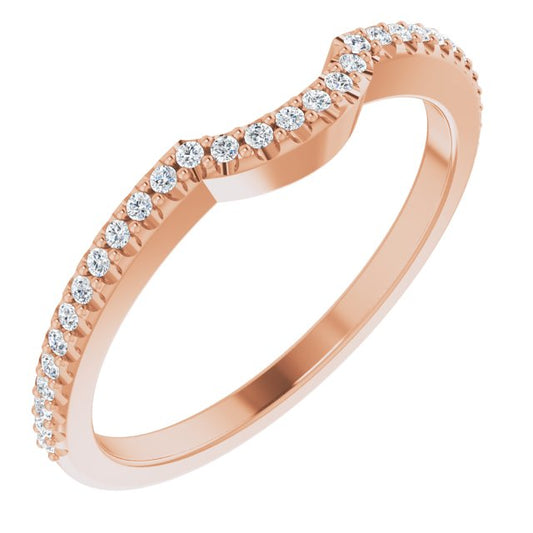 14K Rose Gold Round 1 Mm Polished 1/8 Ctw Natural Diamond Contour Band, Size 7