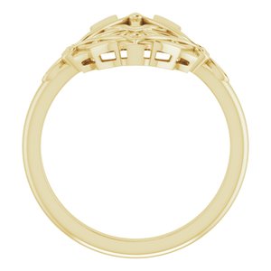 14K Yellow Gold Polished Vintage-Inspired Ring Size 7