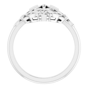 Sterling Silver Polished Vintage-Inspired Ring Size 7