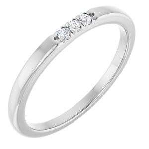 14K White Gold Round 1.5 Mm Polished .04 Ctw Natural Diamond Anniversary Band Size 7