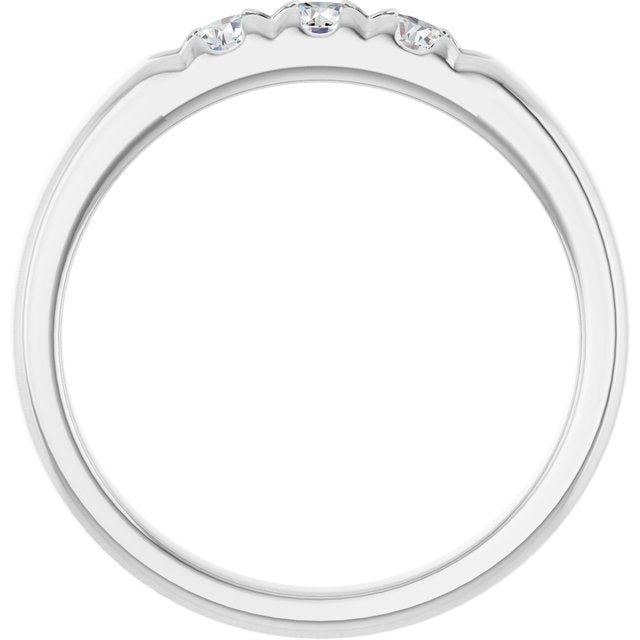14K White Gold Round 3 Mm Polished 1/3 Ctw Natural Diamond Anniversary Band, Size 7