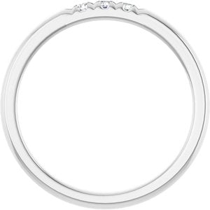 14K White Gold Round 2 Mm Polished 0.08 Ctw Lab-Grown Diamond Anniversary Band Size 7