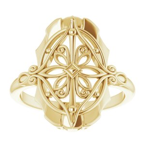 14K Yellow Gold Polished Vintage-Inspired Ring Size 7