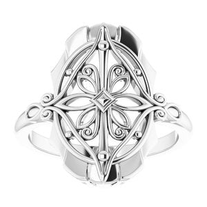 Sterling Silver Polished Vintage-Inspired Ring Size 7