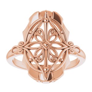 14K Rose Gold Polished Vintage-Inspired Ring Size 7